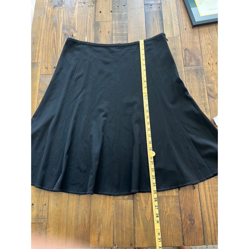 KAREN KANE Fit and‎ Flare Zig Zag Stitch Skirt Womens 12 Black Minimalist Office - Picture 2 of 5